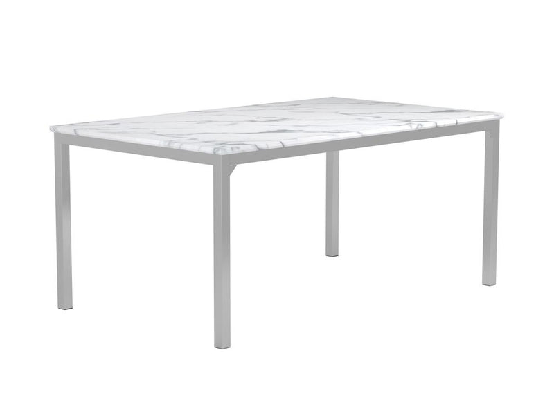 Athena Rectangle Dining Table With Marble Top Chrome