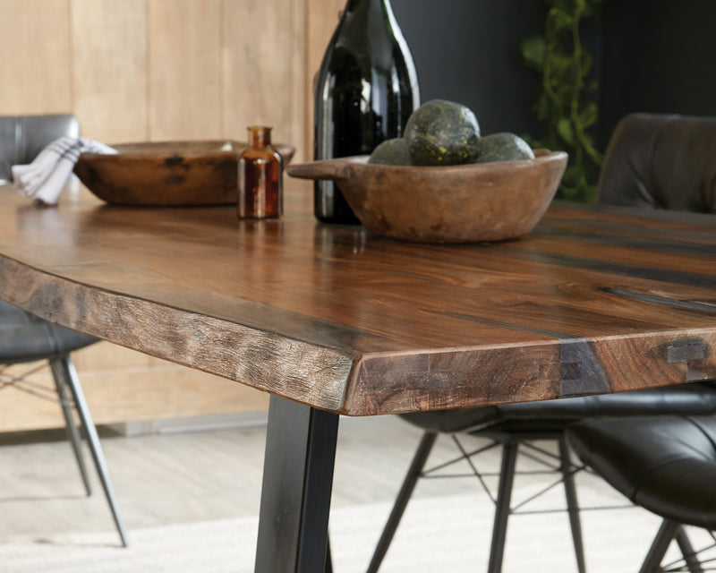 Ditman Live Edge Dining Table Grey Sheesham And Black