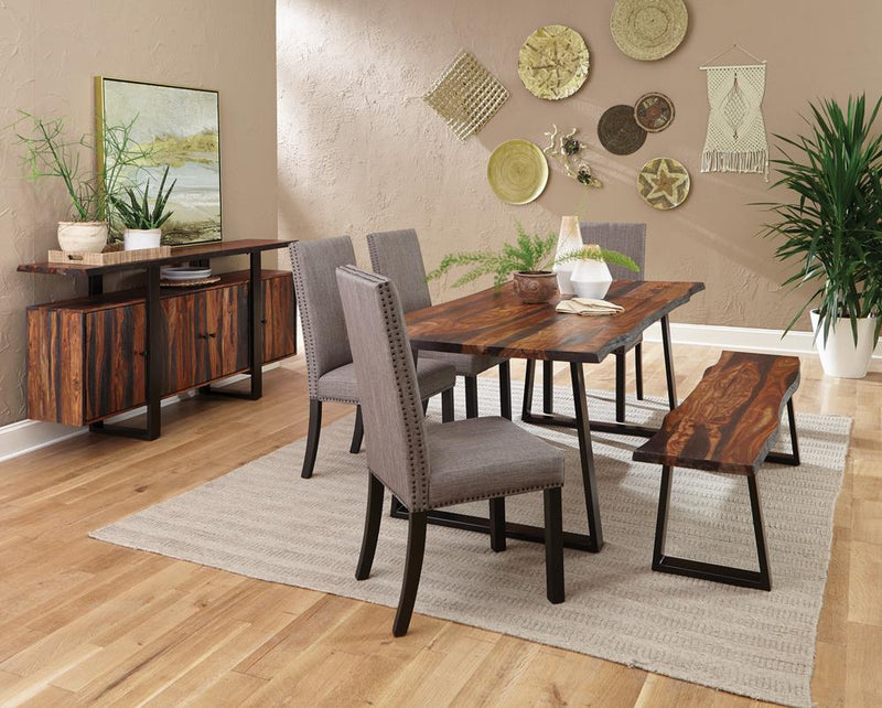 Ditman Live Edge Dining Table Grey Sheesham And Black