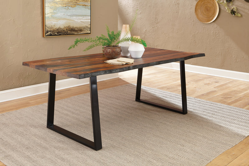 Ditman Live Edge Dining Bench Grey Sheesham And Black