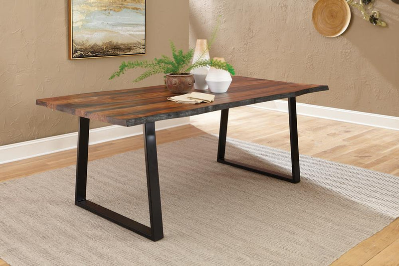 Ditman Live Edge Dining Table Grey Sheesham And Black