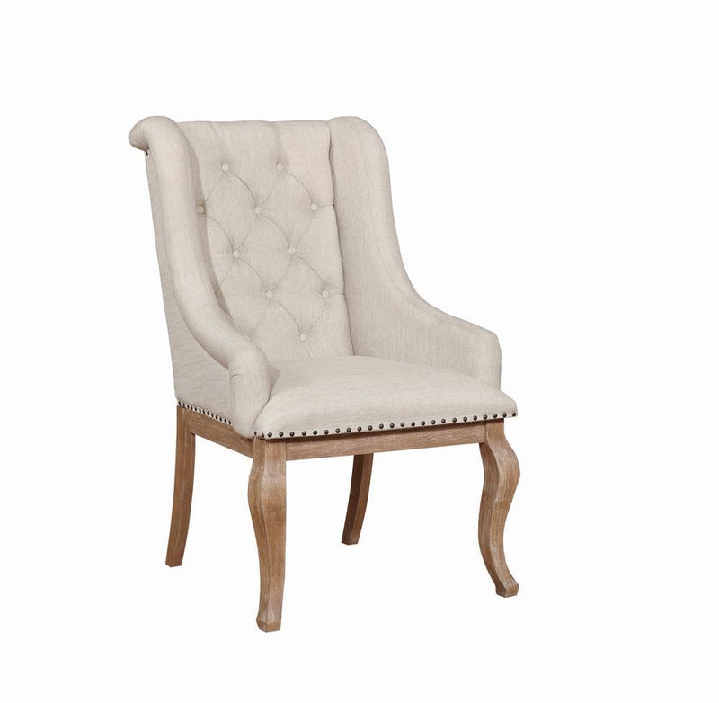 Brockway Cove Tufted Arm Chairs Cream And Barley Brown (Set of 2)