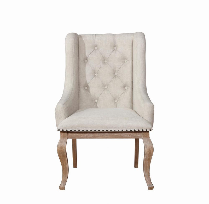 Brockway Cove Tufted Arm Chairs Cream And Barley Brown (Set of 2)