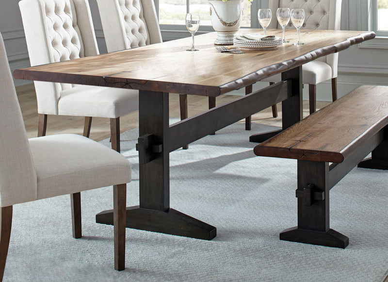 Bexley Live Edge Trestle Dining Table Natural Honey And Espresso