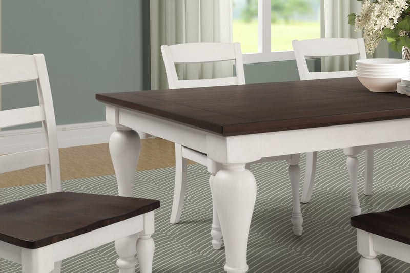 Madelyn Dining Table With Extension Leaf Dark Cocoa And Coastal White