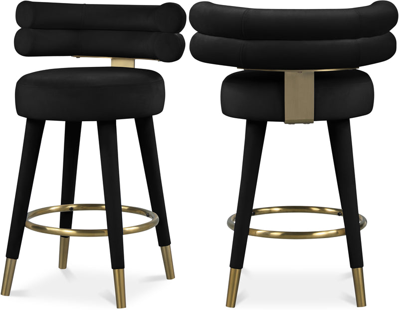 Fitzroy Black Velvet Counter Stool