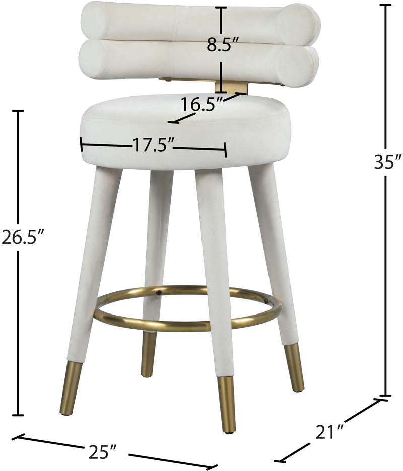 Fitzroy Cream Velvet Counter Stool