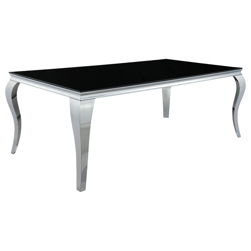 Carone Rectangular Glass Top Dining Table Black And Chrome