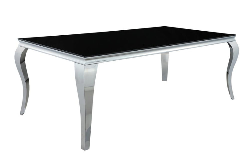 Carone Rectangular Glass Top Dining Table Black And Chrome