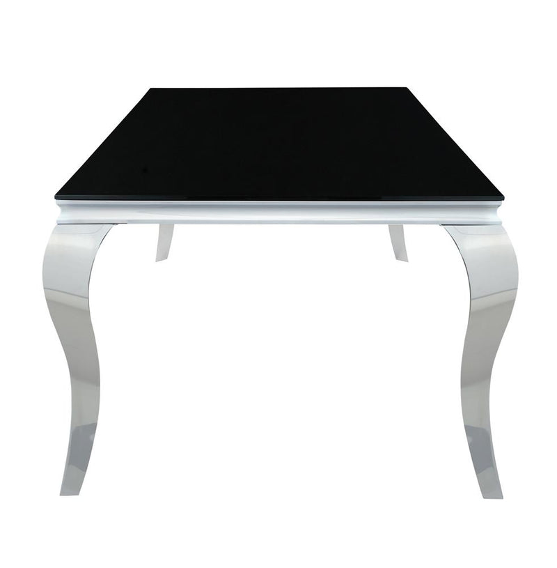 Carone Rectangular Glass Top Dining Table Black And Chrome