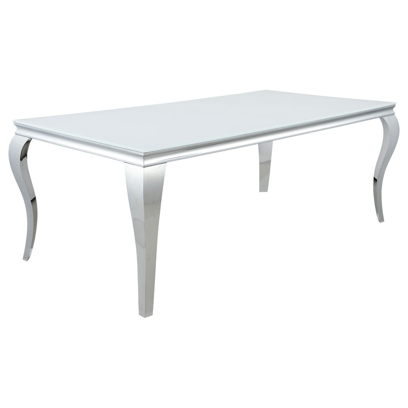 Carone Rectangular Glass Top Dining Table White And Chrome