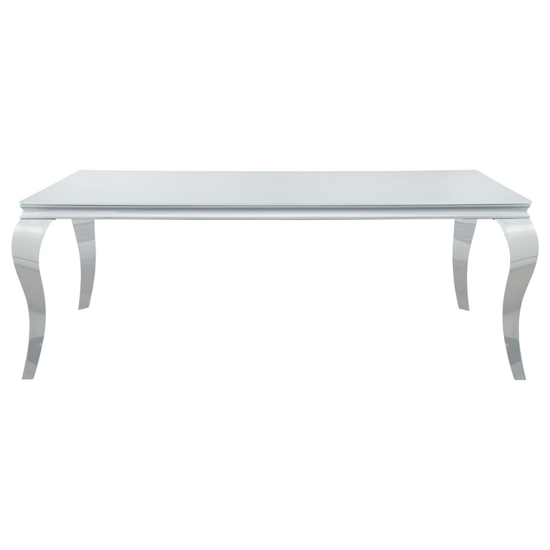 Carone Rectangular Glass Top Dining Table White And Chrome