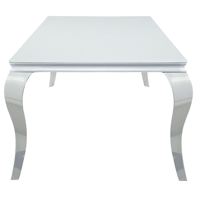 Carone Rectangular Glass Top Dining Table White And Chrome