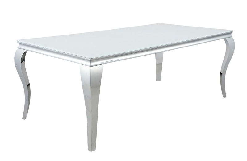 Carone Rectangular Glass Top Dining Table White And Chrome