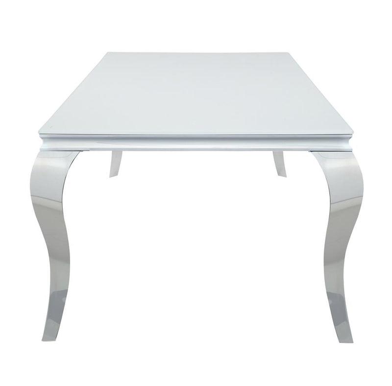 Carone Rectangular Glass Top Dining Table White And Chrome