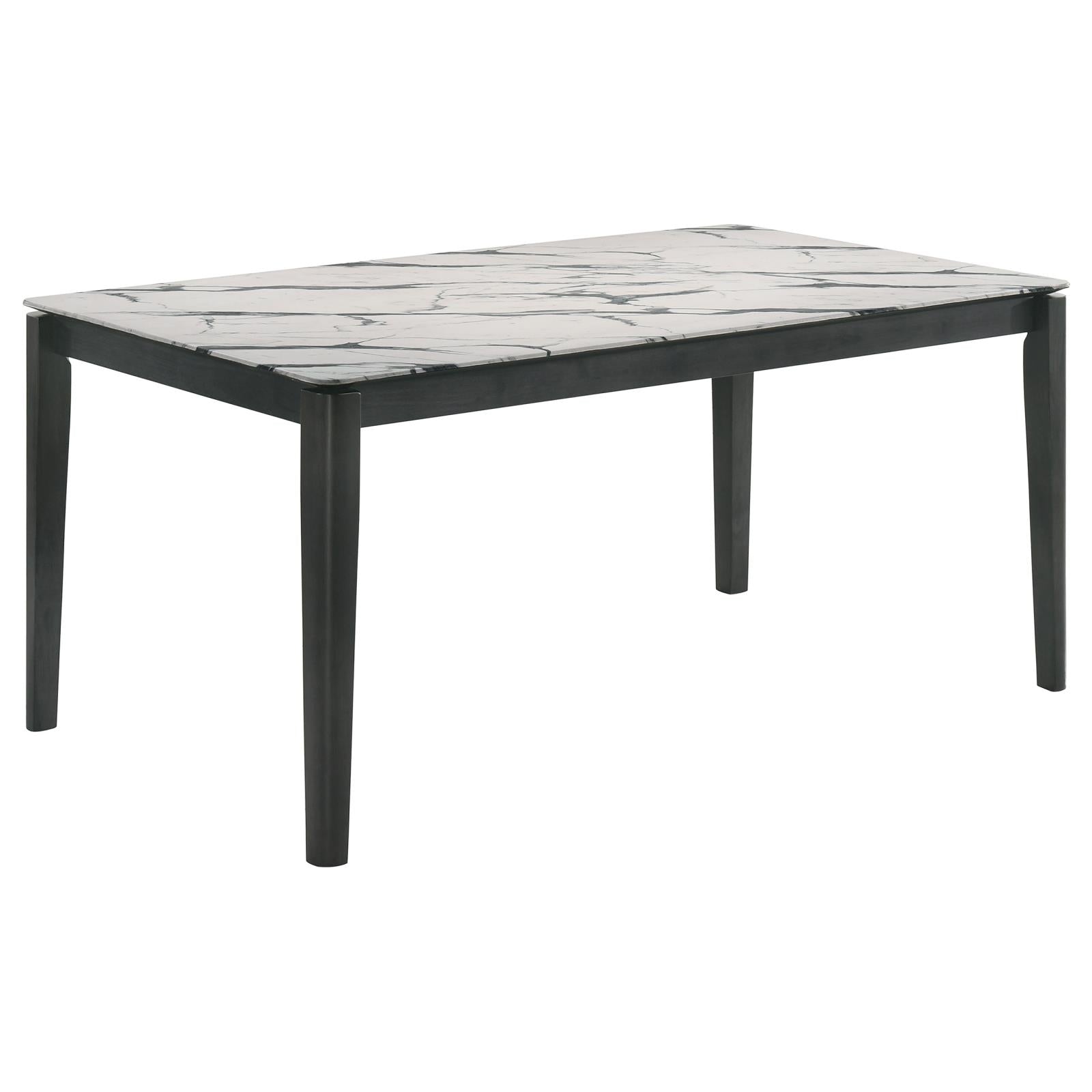 Stevie Rectangular Dining Table With Faux Marble Top 115111Wg