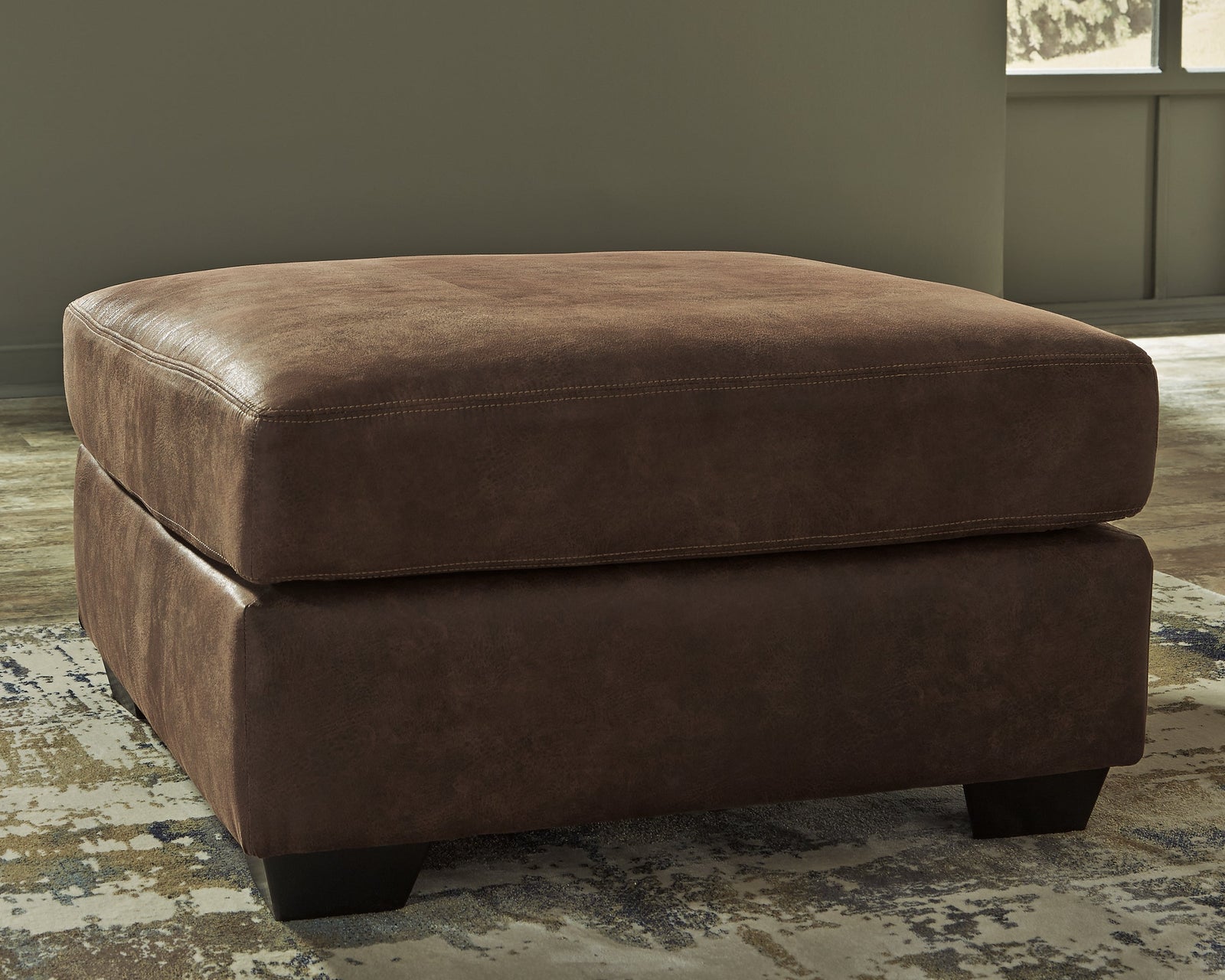 Bladen Coffee Faux Leather Oversized Accent Ottoman