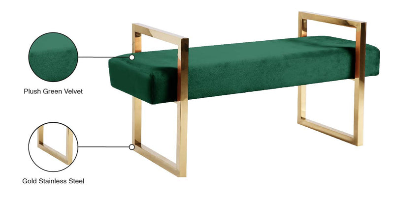 Olivia Green Velvet Bench