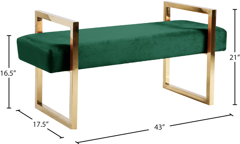 Olivia Green Velvet Bench