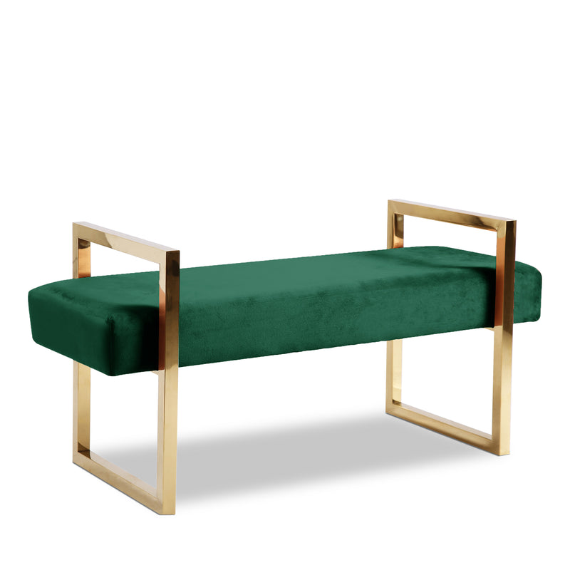 Olivia Green Velvet Bench