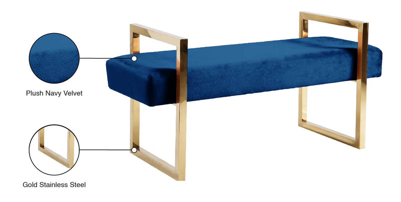 Olivia Blue Velvet Bench