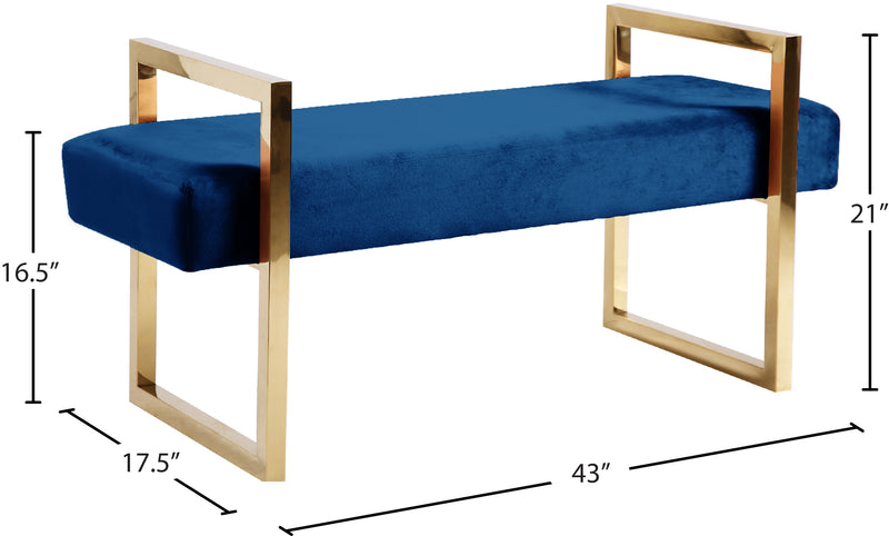 Olivia Blue Velvet Bench