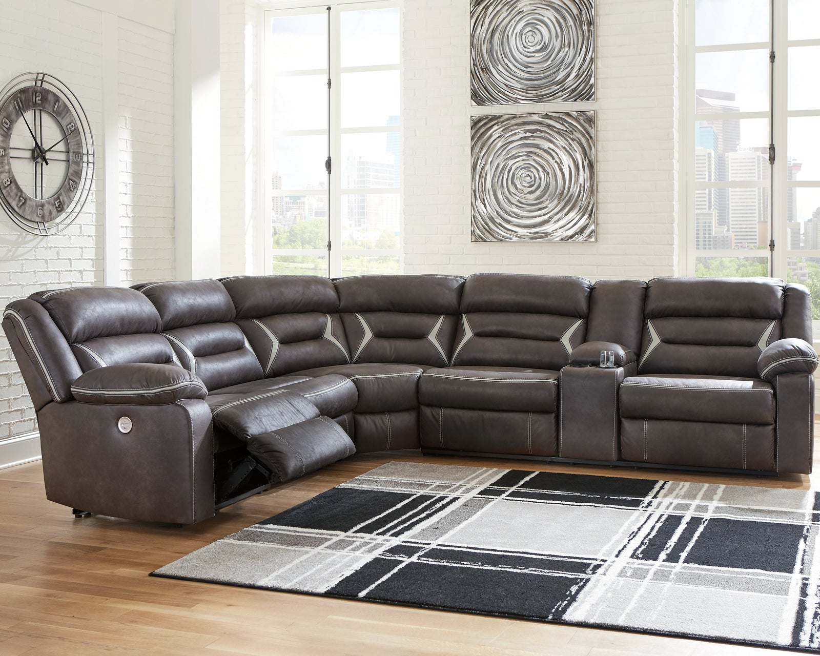 Kincord Midnight Nuvella® 4-Piece Power Reclining Sectional