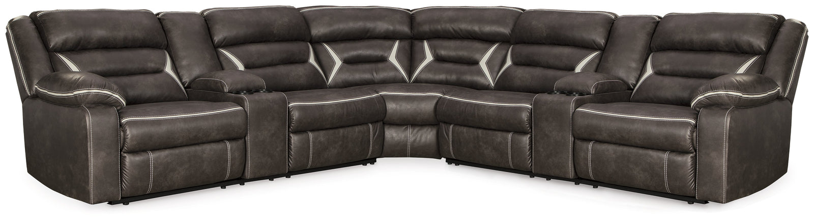 Kincord Midnight Faux Leather 3-Piece Power Reclining Sectional