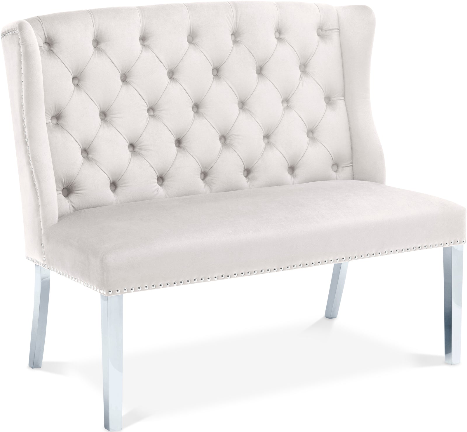 Suri Cream Velvet Settee Bench