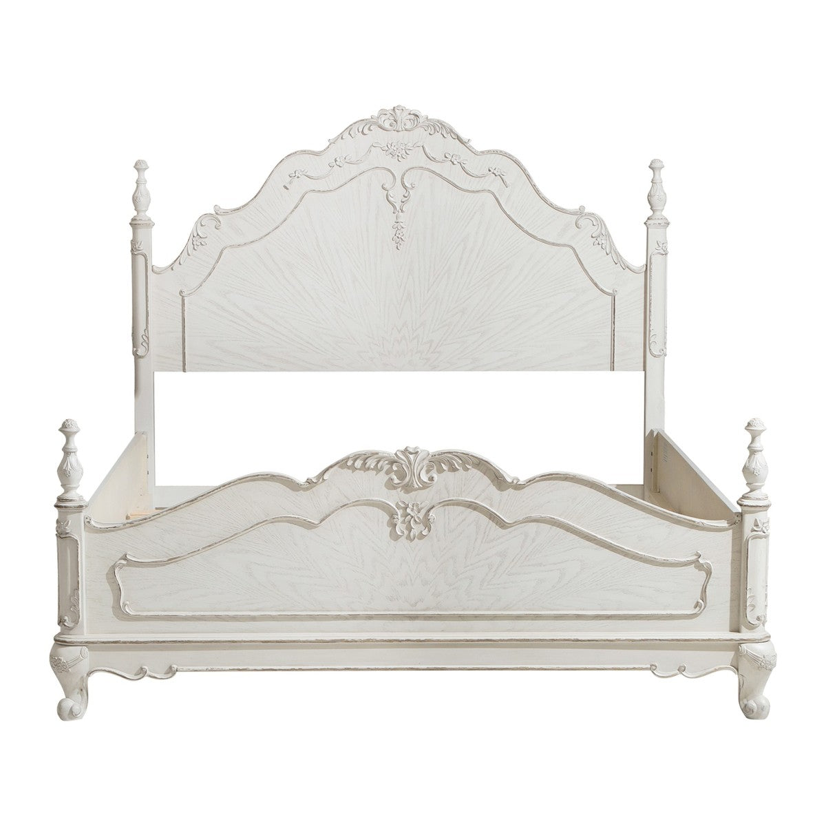 Cinderella Antique White With Gray Rub-through Birch Veneer, Wood And Engineered Wood Full Bed
