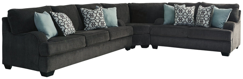 Charenton Charcoal 3-Piece Sectional With Ottoman