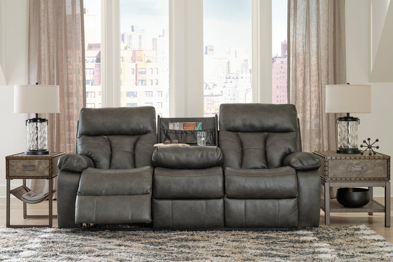 Willamen Quarry Faux Leather Reclining Sofa With Drop Down Table