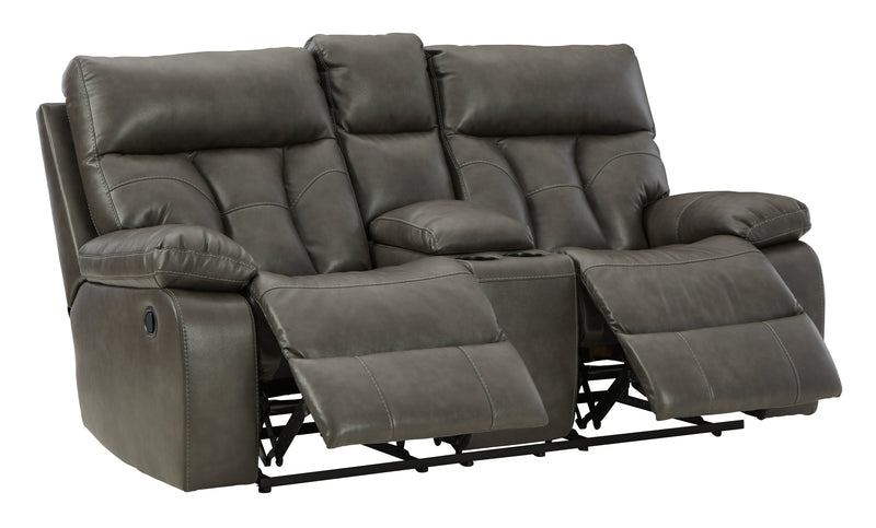 Willamen Quarry Faux Leather Reclining Loveseat With Console