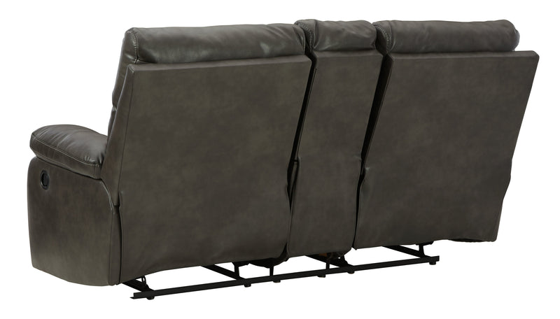 Willamen Quarry Faux Leather Reclining Loveseat With Console