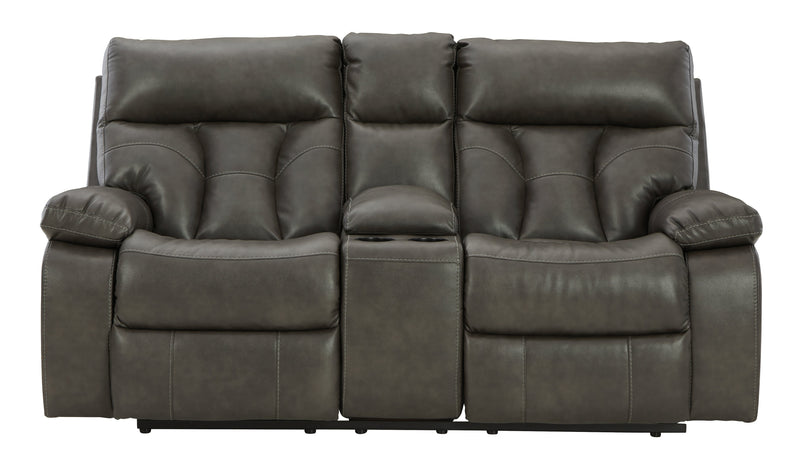 Willamen Quarry Faux Leather Reclining Loveseat With Console