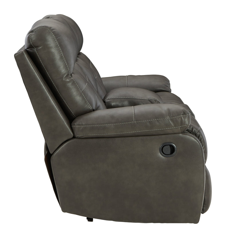 Willamen Quarry Faux Leather Reclining Loveseat With Console