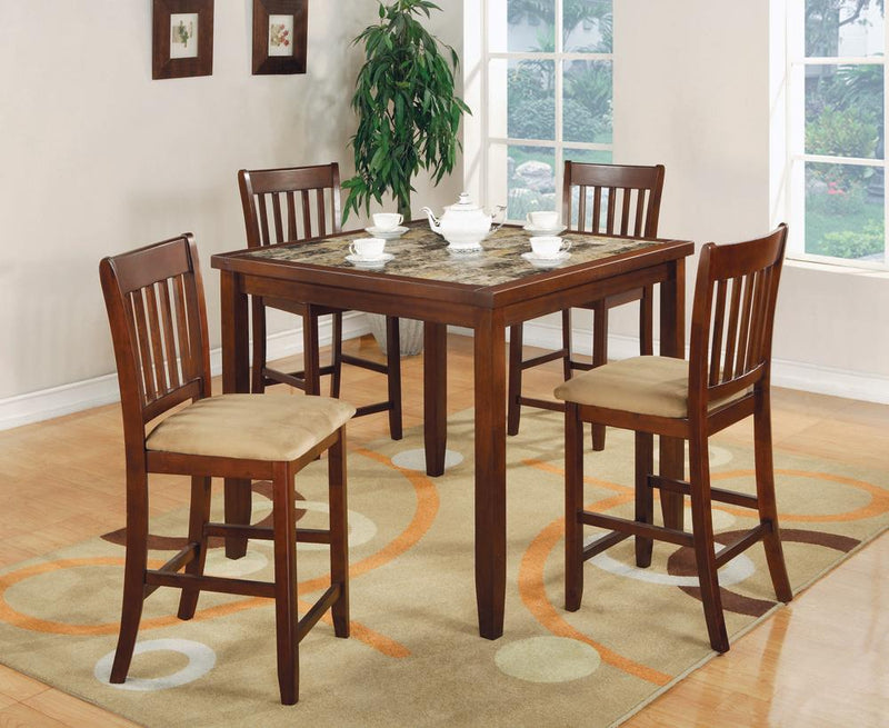 Jardin 5 piece Counter Height Dining Set Red Brown And Tan