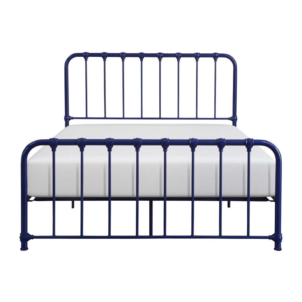 Bethany Blue Finish Modern Contemporary Traditional Youth Queen Platform Bed With Metal Frame