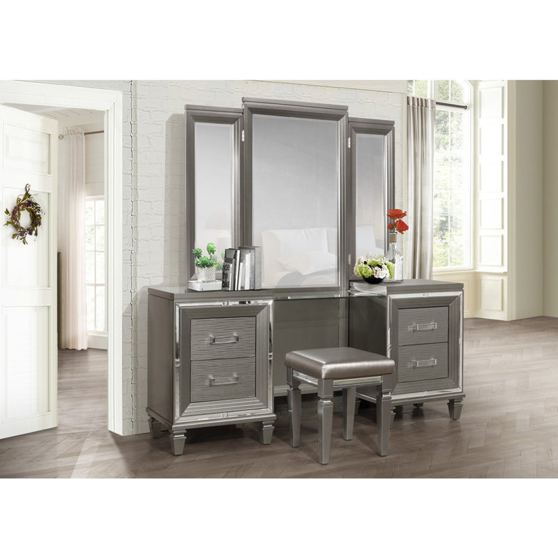 Tamsin Silver Gray Contemporary Wood And Engineered Wood Vanity Dresser With Mirror