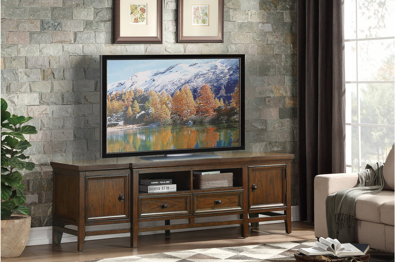 Frazier Park Brown Cherry Traditional Mindy Veneer Wood And Engineered Wood Grain Storage Tv Stand