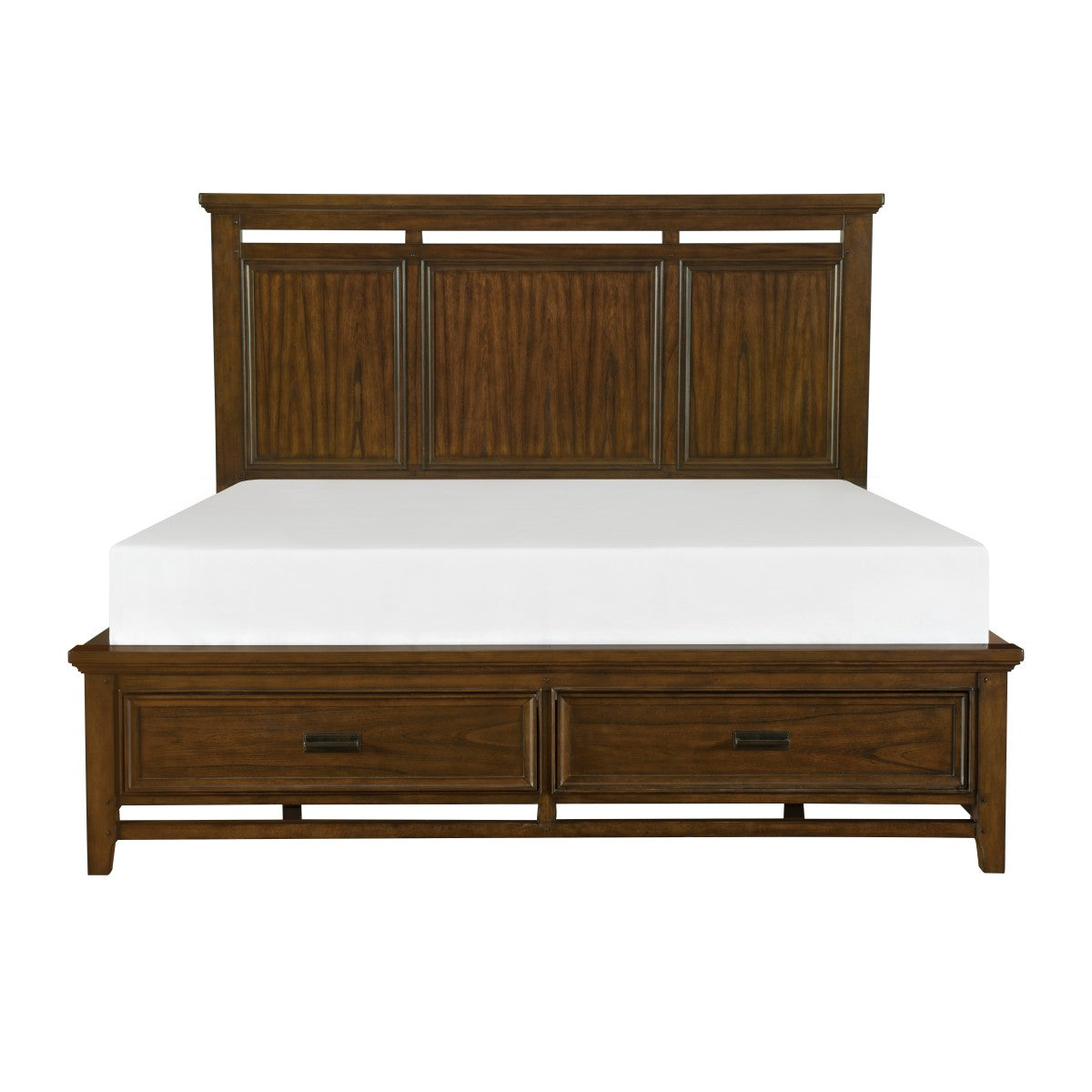 Frazier Park Brown Cherry Modern Contemporary Solid Wood Upholstered Storage Queen Platform Bed