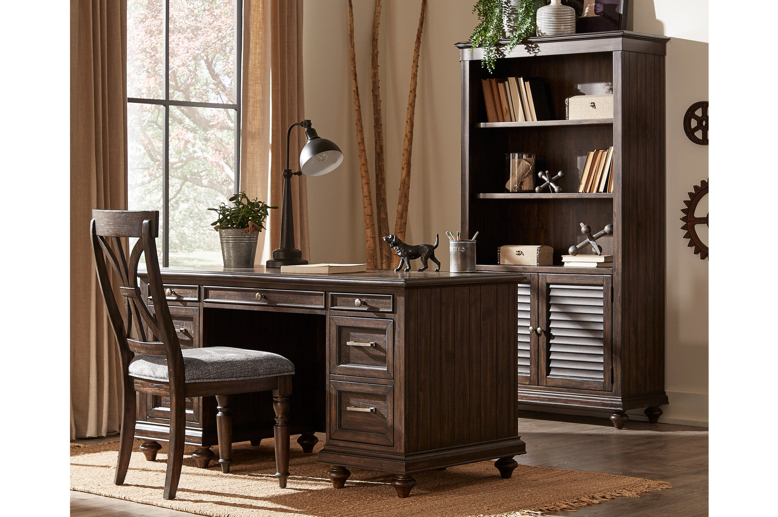 Cardano Charcoal Modern Tranisitional Traditional Acacia Solids And Veneers Executive Desk