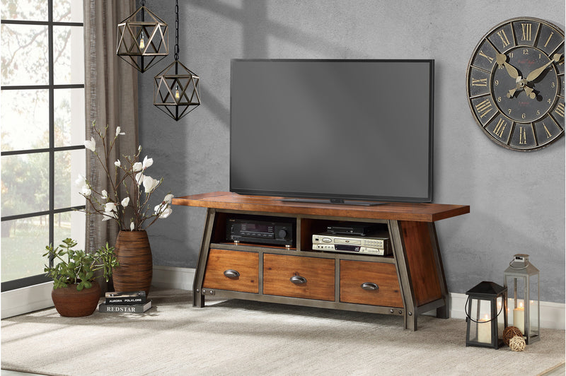 Holverson Gunmetal Modern Contemporary Industrial Solid Wood And Metal Storage Tv Stand