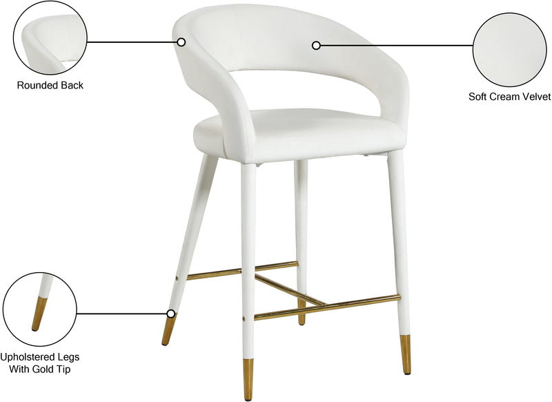 Destiny Cream Velvet Stool