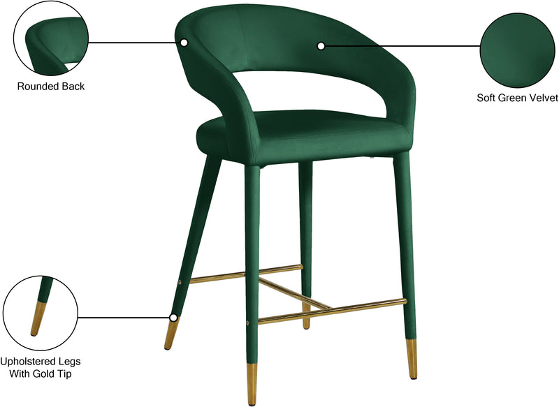 Destiny Green Velvet Stool