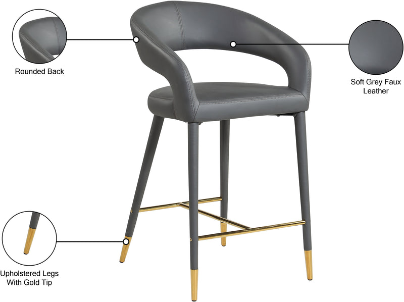 Destiny Grey Faux Leather Stool