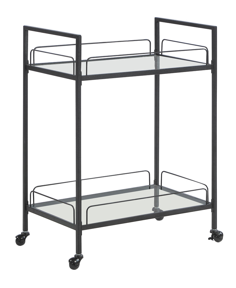 Curltis Serving Cart With Glass Shelves Clear And Black