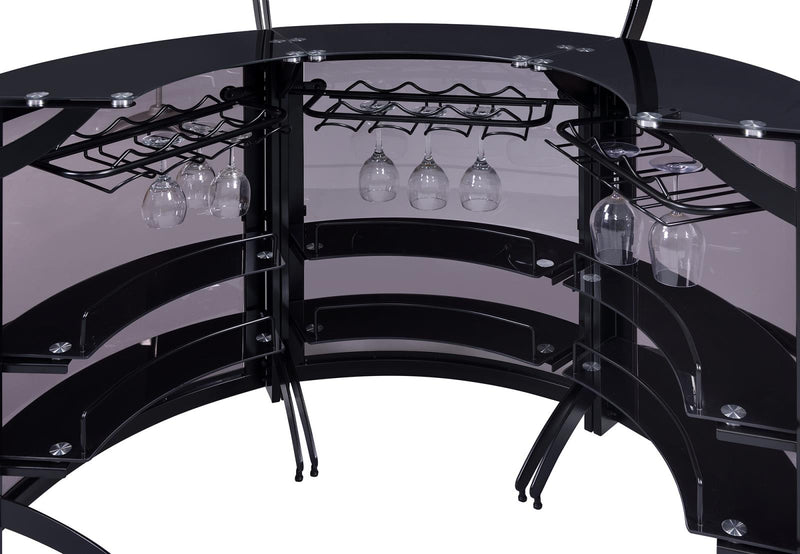 Dallas Curved Bar Unit Smoke And Black, Set of 3