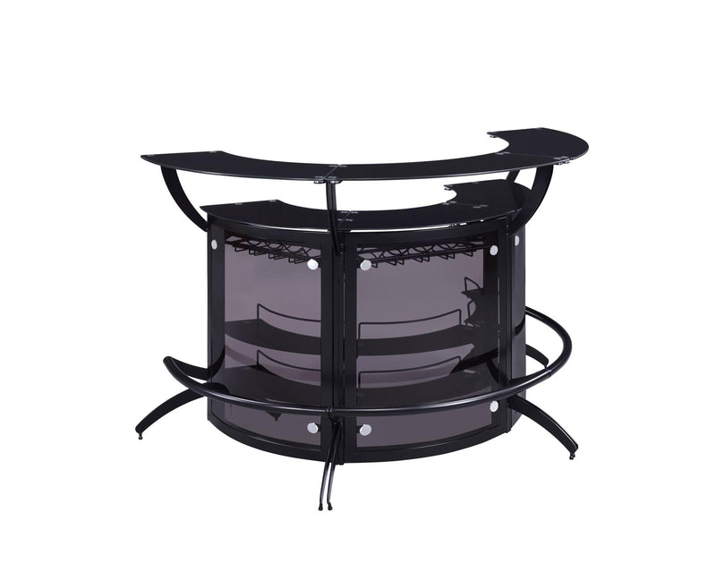 Dallas Curved Bar Unit Smoke And Black, Set of 3