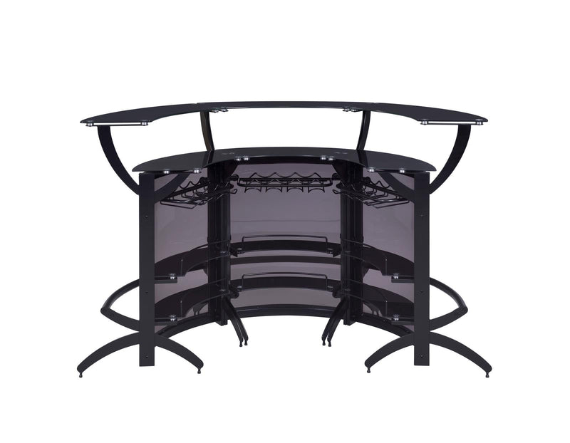 Dallas Curved Bar Unit Smoke And Black, Set of 3